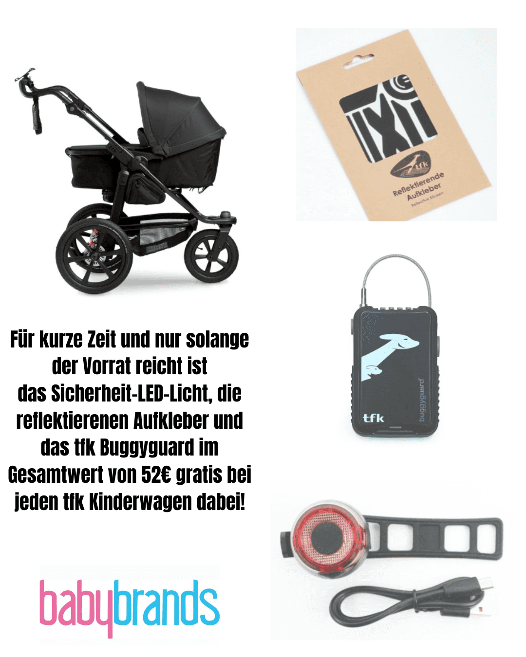 TFK Pro – Kombikinderwagen (inkl. Sicherheitskit bis zum 31.07.2025) – Große Liegefläche XXL Komfortsitz mit verstellbarer Rückenlehne Kompaktes Klappmaß Erweiterbares großes Verdeck
